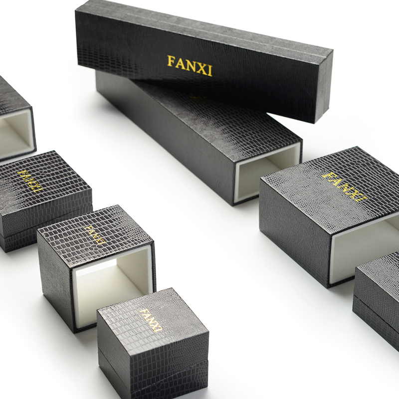 FANXI China Manufacturer Fancy Leatherette Paper Gift Drawer Packaging Boxes Exhibitor Plastic Jewelry Box