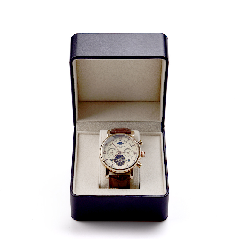 FANXI China Wholesale Custom Logo Luxury black PU Leather watch box with stitching jewelry boxes White Watch Packaging Box