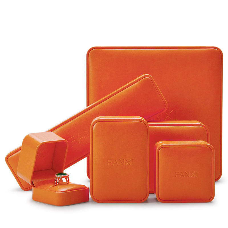 Fanxi New Arrival High-end Jewelry Packaging Box Ring Necklace Jewelry Box Young Orange Pu Leather Custom Jewelry Box