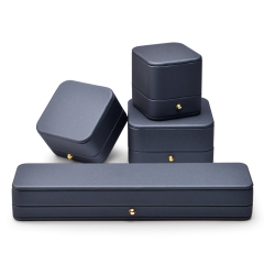 High Repurchasing Rate Ring Boxes Velvet Inside Jewellery Packaging Box PU Leather Blue Jewelry Box Popular
