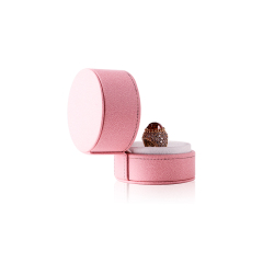 FANXI Custom Plastic Jewelry Packaging Box With Velvet Insert For Ring And Necklace White And Pink Leather Round Jewelry Box