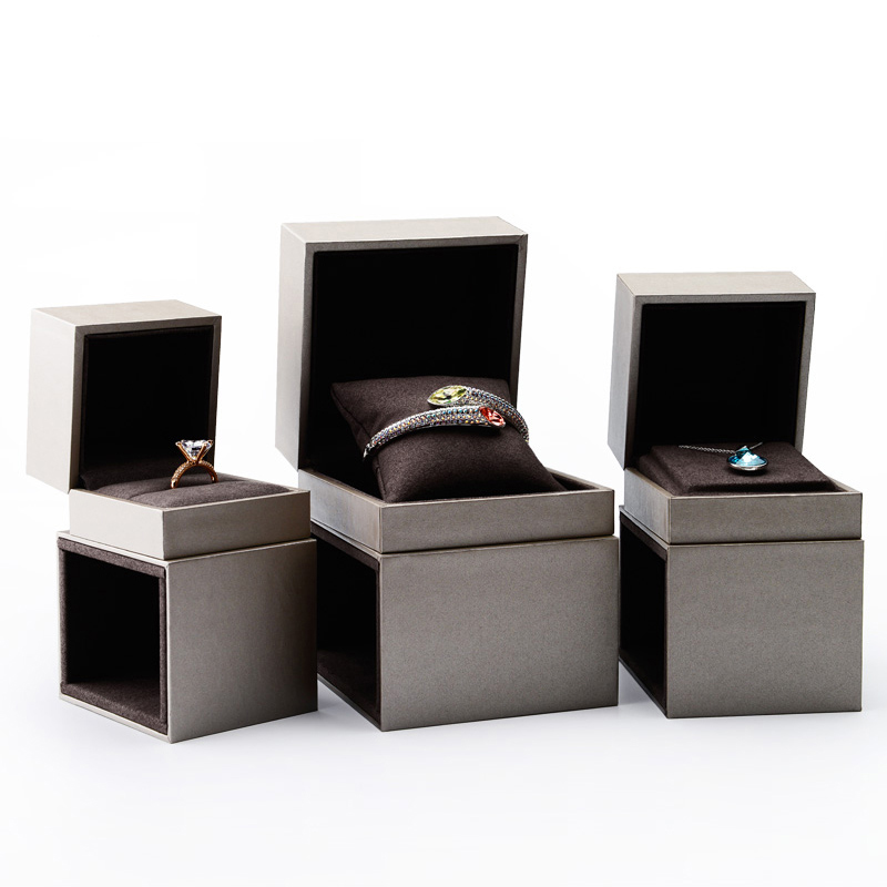 FANXI factory wholesale custom logo plastic brown jewelry necklace bangle earring pendant ring box