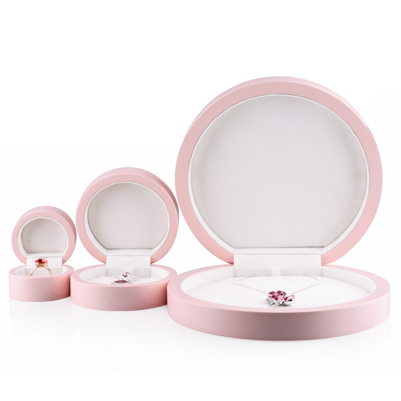 FANXI Custom Romantic Round Pink Lacquer Gift wooden packing box packaging box