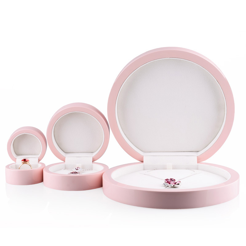 FANXI Custom Romantic Round Pink Lacquer Gift wooden packing box packaging box