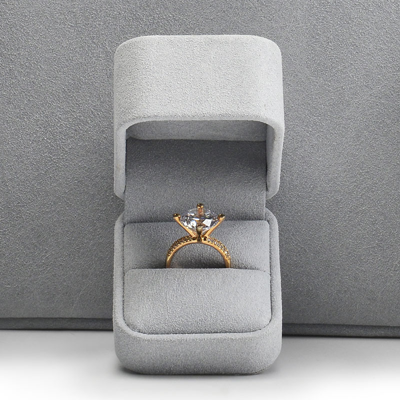 FANXI Elegant Custom Logo Jewelry Box With Microfiber Fabric Gray Color Earring Ring Bangle Bracelet Luxury Jewelry packing Box