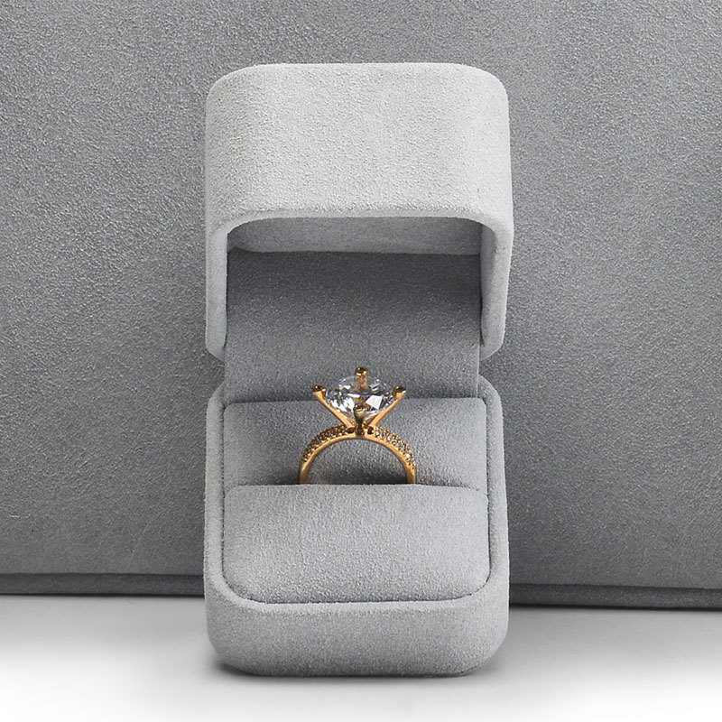 FANXI Elegant Custom Logo Jewelry Box With Microfiber Fabric Gray Color Earring Ring Bangle Bracelet Luxury Jewelry packing Box