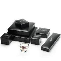 FANXI Chinese Custom Luxury Jewellery Packaging Box Ring Necklace Pendant Gift Boxes Black Leatherette Paper Jewelry Packing Box