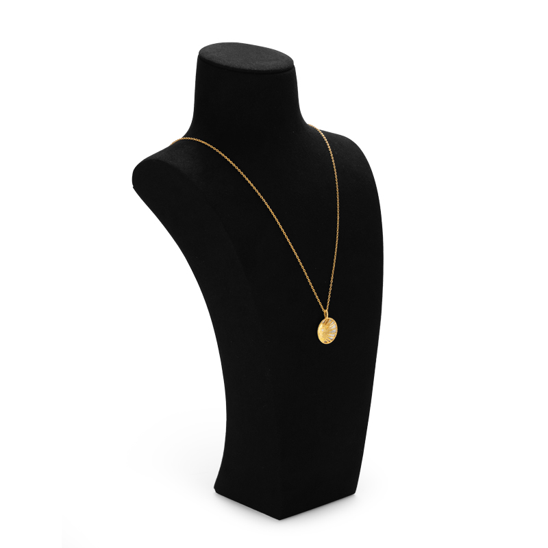 FANXI Custom Wholesale Ring Earrings Necklace Watch Display Stand Black Microfiber Gold Metal Jewelry Window Display Set