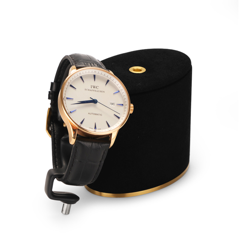 FANXI Custom Wholesale Ring Earrings Necklace Watch Display Stand Black Microfiber Gold Metal Jewelry Window Display Set