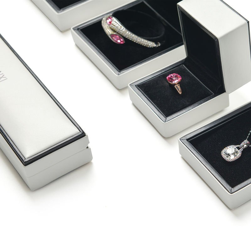 FANXI factory White Green pu leather Jewellery Gift Boxes With Velvet For Ring Necklace Bracelet Packaging Custom Jewelry Box