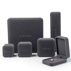 FANXI Luxury Gift Jewellery Packaging Boxes For Wedding Ring Necklace Bracelet packing Custom Logo Gray Velvet Box Jewelry