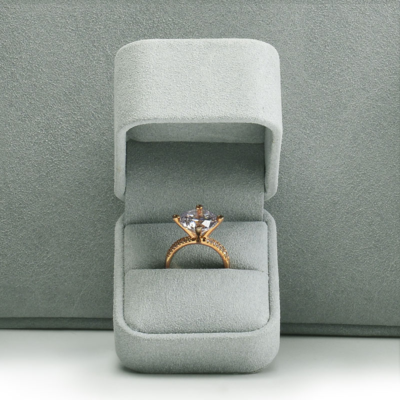 FANXI Wholesale Luxury Microfiber Custom Color And Custom Logo Jewelry Packing Wedding Ring Box