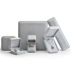 FANXI Elegant Custom Logo Jewelry Box With Microfiber Fabric Gray Color Earring Ring Bangle Bracelet Luxury Jewelry packing Box