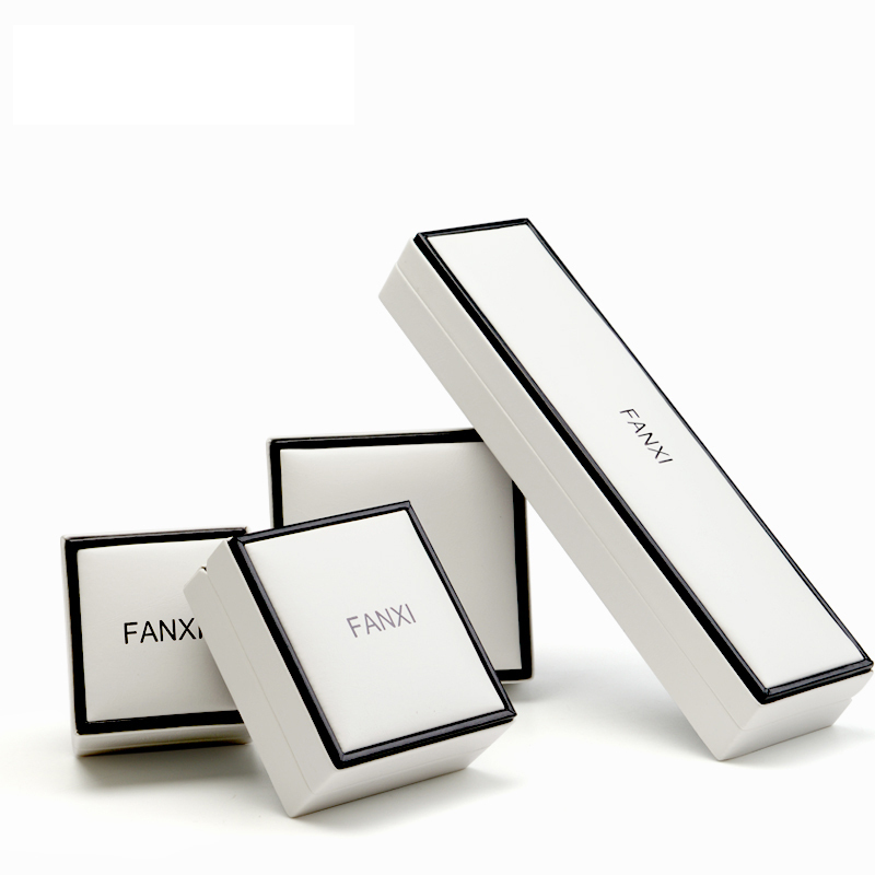 FANXI factory White Green pu leather Jewellery Gift Boxes With Velvet For Ring Necklace Bracelet Packaging Custom Jewelry Box