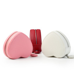 FANXI Wholesale Heart Shape Jewelry Organizer Box with Zipper Pink PU Leather Jewelry Box