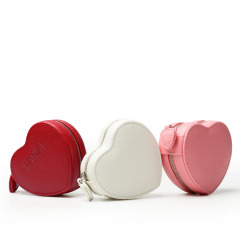 FANXI Wholesale Heart Shape Jewelry Organizer Box with Zipper Pink PU Leather Jewelry Box