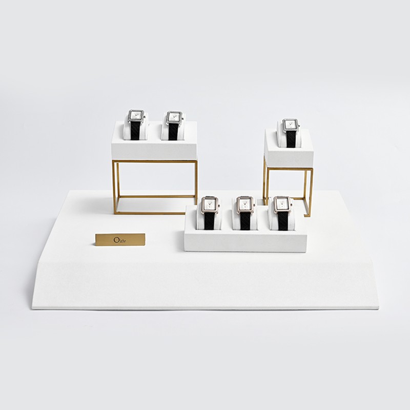 FANXI Newest Arrival White Mirco fiber Materials Jewelry Display Luxury Watch Stand for Women