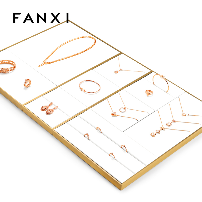 FANXI Newest Arrival High End PU Leather Modern Luxury Jewelry Display Set for Jewellery Counter
