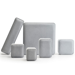 FANXI Elegant Custom Logo Jewelry Box With Microfiber Fabric Gray Color Earring Ring Bangle Bracelet Luxury Jewelry packing Box