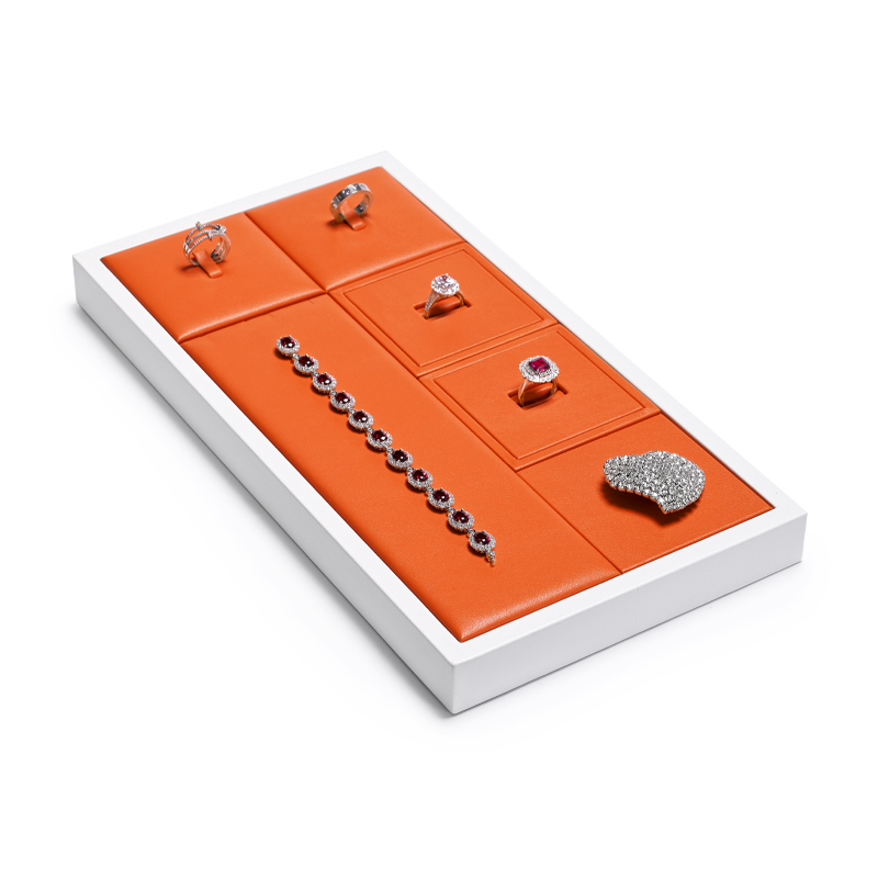 New Luxury Customized Jewellery Display Set Counter Display With Orange PU Leather