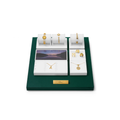 Factory Directly Sales Muntifuction Counter Jewellery Stands Jewelry Display Set With Luxury Green PU Leather