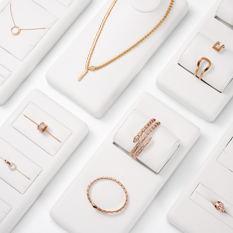 Fanxi New Arrival White Luxury Jewelry Display Cabinet For Ring Earring Long Chain Necklace Pendant Jewelry Display Sets