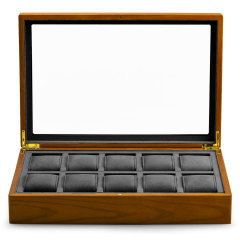 Fanxi Factory Custom Wood Case Microfiber Glass Lid Jewelry Display Watch Case For Shop Showcase Jewellery Packaging Case