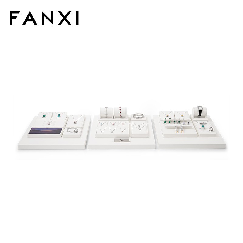FANXI Newest Elegant High End PU Leather Materials Jewelry Display Set for Jewellery Counter