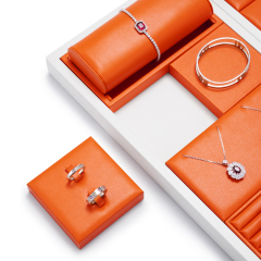 New Luxury Customized Jewellery Display Set Counter Display With Orange PU Leather