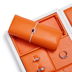 New Luxury Customized Jewellery Display Set Counter Display With Orange PU Leather