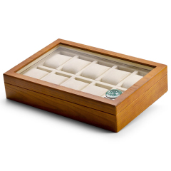 Fanxi Factory Custom Wood Case Microfiber Glass Lid Jewelry Display Watch Case For Shop Showcase Jewellery Packaging Case