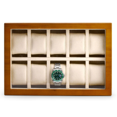 Fanxi Factory Custom Wood Case Microfiber Glass Lid Jewelry Display Watch Case For Shop Showcase Jewellery Packaging Case