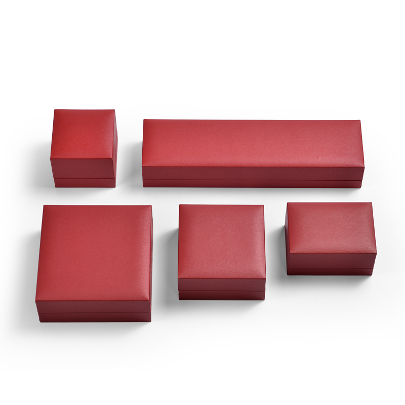 Fanxi Custom Logo Luxury Jewelry Box Red Leatherette Paper Ring Package For Ring Earring Necklace Packaging Boxes