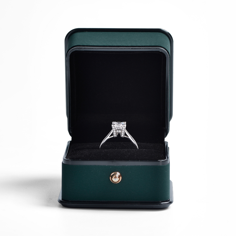 Top Sales FANXI Wholesale Dark Green Pu Leather Jewellery Packaging Box With Custom Logo Black Stripe
