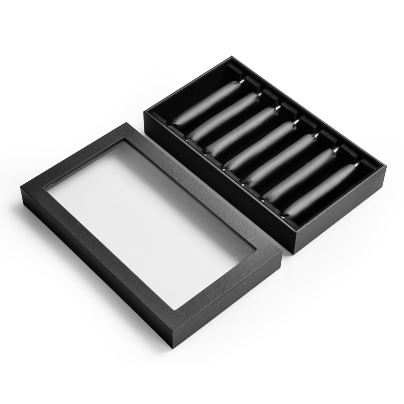 FANXI Classic Black Ring Display Packaging Box with Window For Jewelry Store With Custom Logo