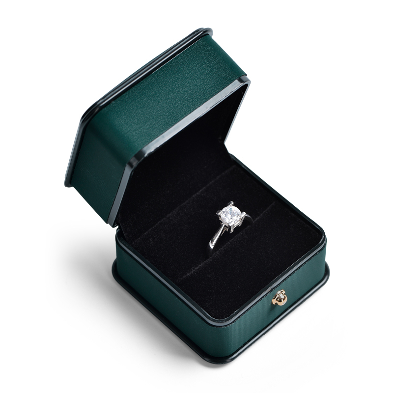 Top Sales FANXI Wholesale Dark Green Pu Leather Jewellery Packaging Box With Custom Logo Black Stripe