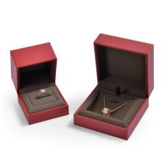 Fanxi Custom Logo Luxury Jewelry Box Red Leatherette Paper Ring Package For Ring Earring Necklace Packaging Boxes