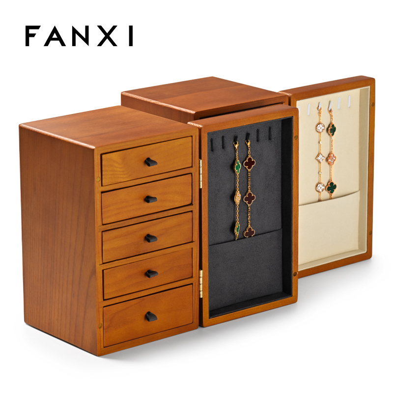 Fanxi China New Arrivals Wooden Jewelry Box Luxury Jewellery Organizer Case Packaging Ring Necklace Bracelet Boxes With Logo