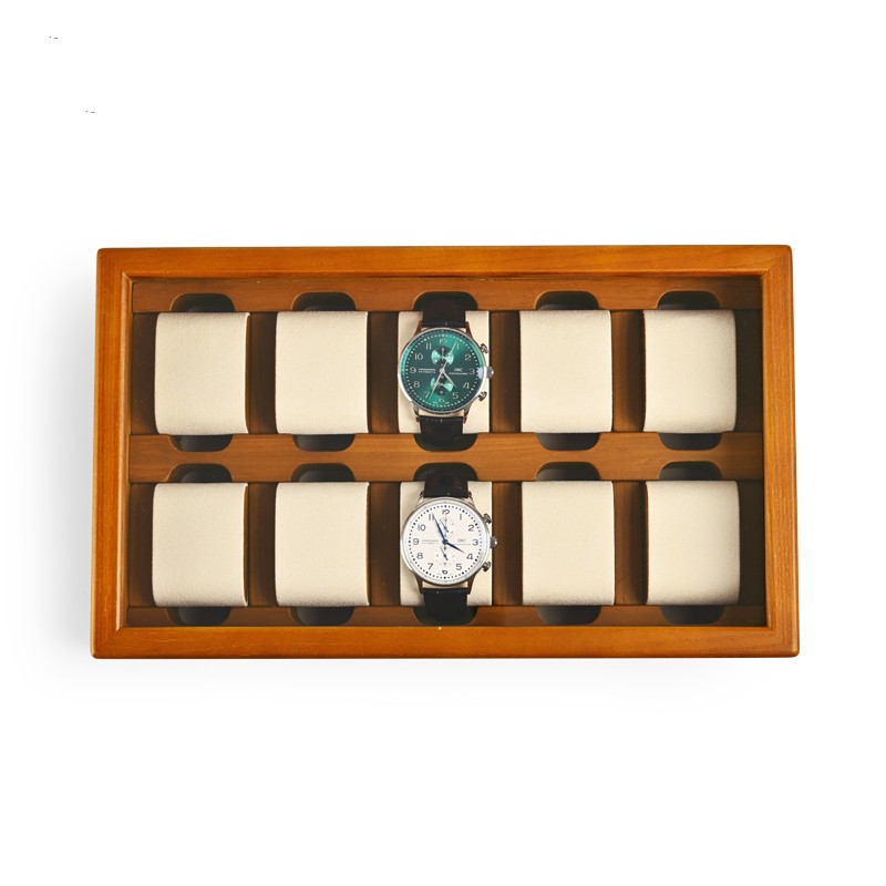 FANXI Custom OEM Jewelry Display Case For 10 Bangle Bracelet Showcase Solid Wood Watch Jewelry Case