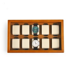 FANXI Custom OEM Jewelry Display Case For 10 Bangle Bracelet Showcase Solid Wood Watch Jewelry Case