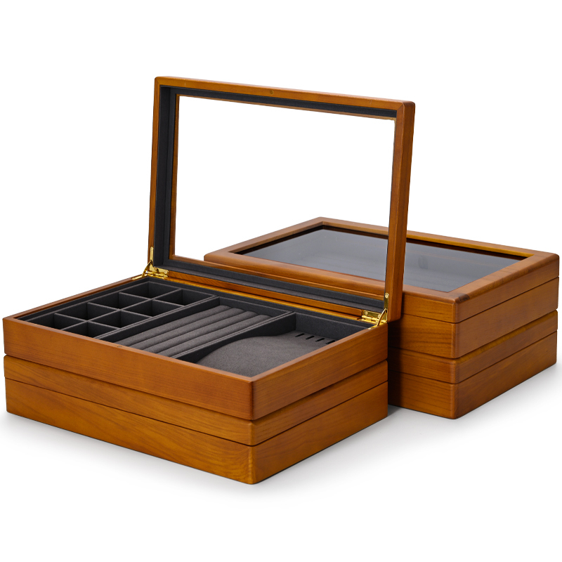 Fanxi China Custom Wooden Microfiber Jewelry Box Ring Earrings Bangle Necklace Packaging Box Jewelry Storage Case