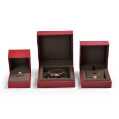 Fanxi Custom Logo Luxury Jewelry Box Red Leatherette Paper Ring Package For Ring Earring Necklace Packaging Boxes