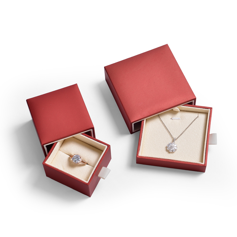 FANXI Customized Luxury Jewelry Packaging Box Inside Ring Diamond Wedding Gift Packaging Storage Boxes Red Leatherette Papaer Storage Box For Jewels