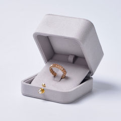 Fanxi New Wholesale Suede Jewellery Packaging Box Ring Necklace Boxes Light Grey Jewelry Packing Gift Box