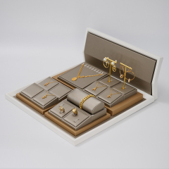 FANXI New Design PU Leather Jewelry Display Stand For Counter Showcase Ring Necklace Bracelet Displays Jewellery Display Set