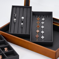 Fanxi China Custom Wooden Microfiber Jewelry Box Ring Earrings Bangle Necklace Packaging Box Jewelry Storage Case