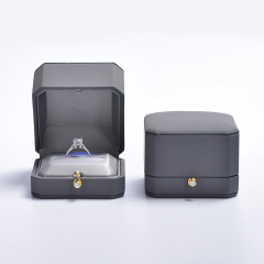New Custom Luxury Octagonal Jewelry Box Custom Logo Pu leather Jewellery Packaging Box with LED light