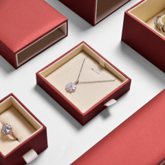 FANXI Customized Luxury Jewelry Packaging Box Inside Ring Diamond Wedding Gift Packaging Storage Boxes Red Leatherette Papaer Storage Box For Jewels