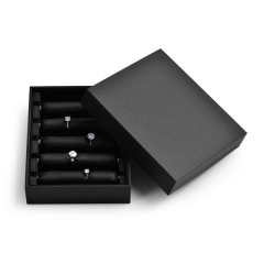 FANXI Classic Black Ring Display Packaging Box For Jewelry Offline Store With Custom Logo