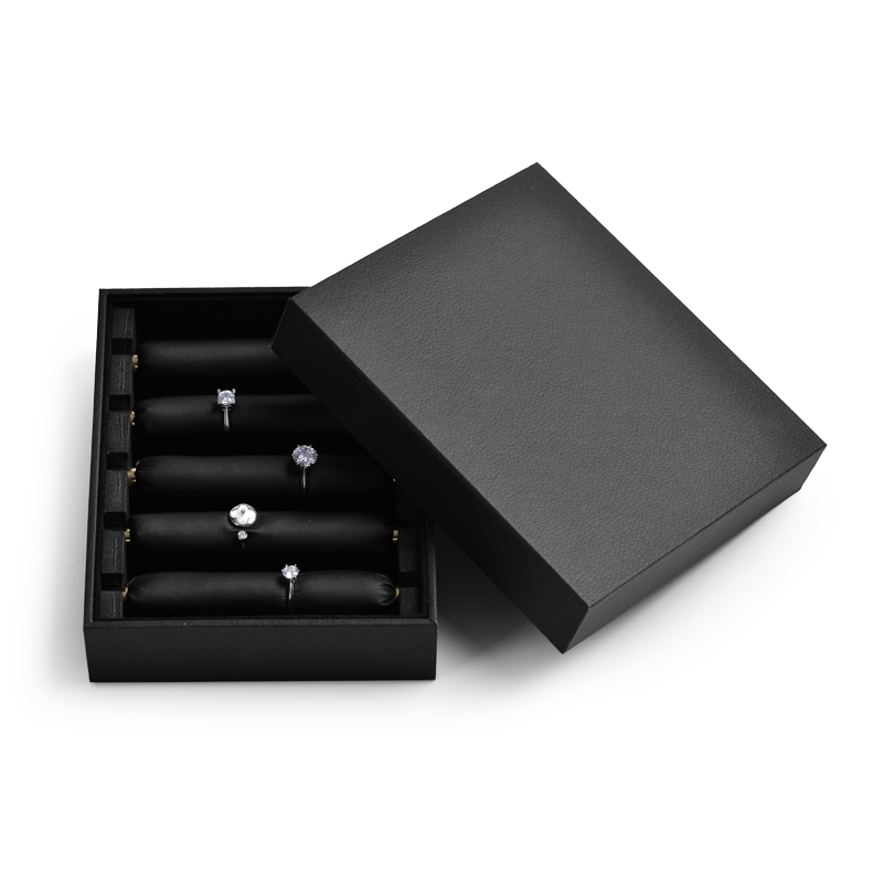 FANXI Classic Black Ring Display Packaging Box For Jewelry Offline Store With Custom Logo